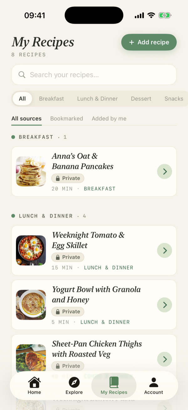 AnnaChef My Recipes: a personal cookbook with photos, categories and search